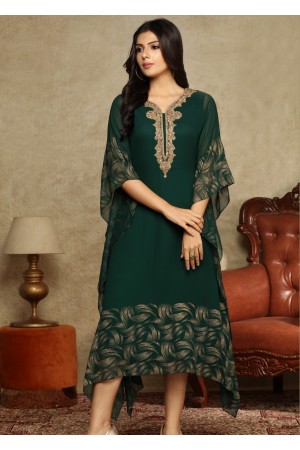 Green Georgette Chifoon Kaftan Kurti 